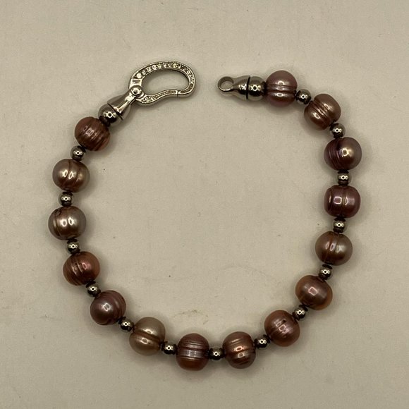 Sterling silver and Freshwater Pearl bracelet 925 Clasp stamped Brand New - Picture 4 of 14